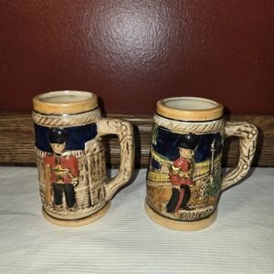 Vintage London Glazed Royal Guard Stein Mug Set of 2 Made In Japan